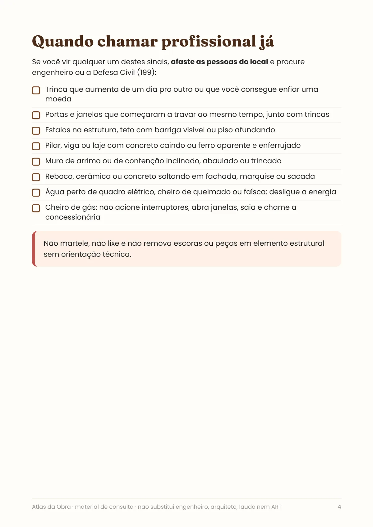 Página real do PDF Atlas da Obra: quando chamar profissional